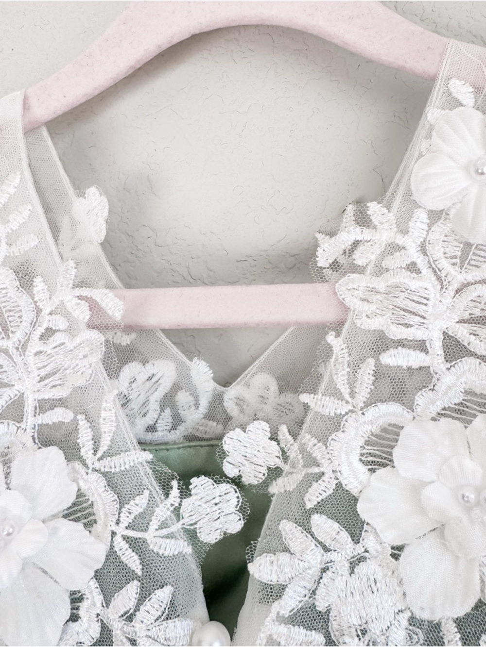 JJ’s House Flower Girl Dress Sage Green Tulle Lace 3D Floral Wedding Easter 4T - Picture 6 of 12